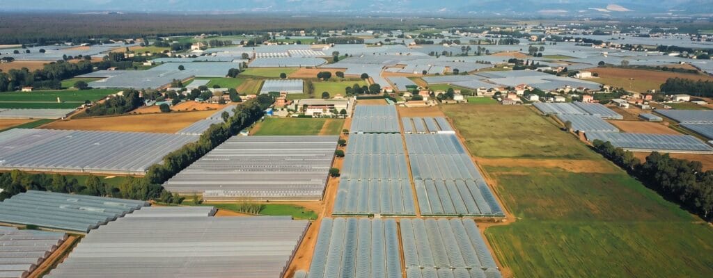 Le serre dell'Agro Pontino viste dall'alto