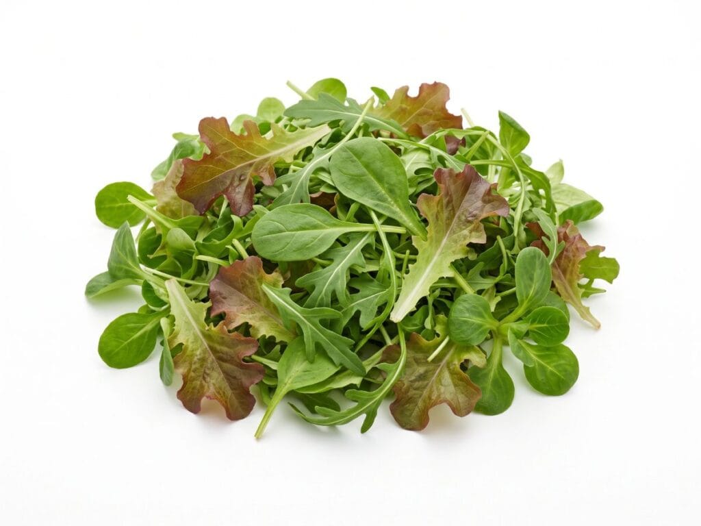Foglie baby leaf di insalata a taglio